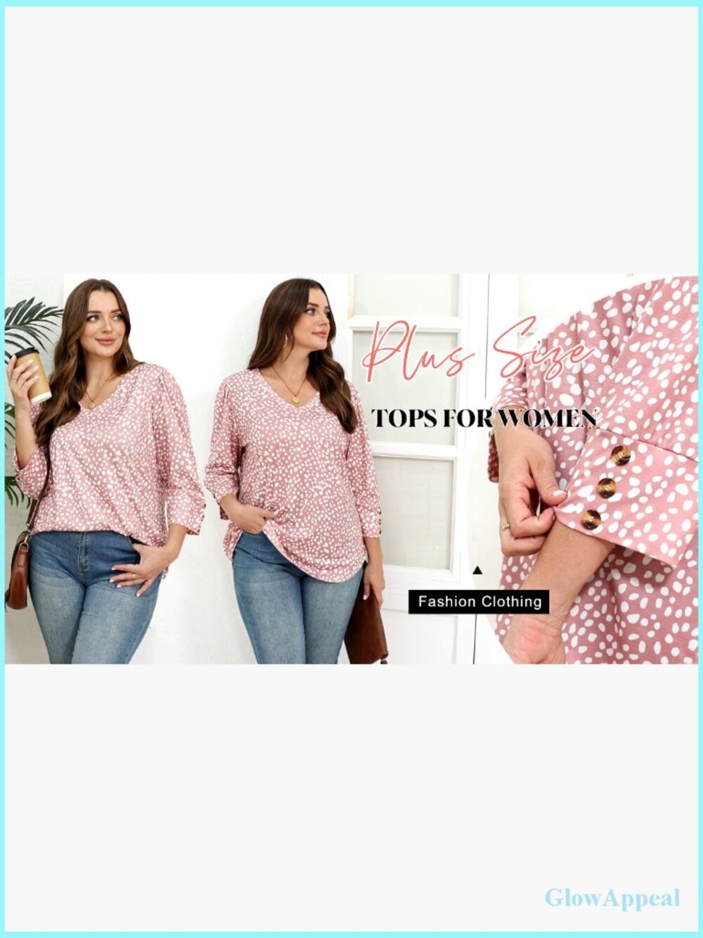 3/4 Sleeve V-Neck Blouse with Buttons - Dressy Casual Tunic Top - Picture 7 of 7
